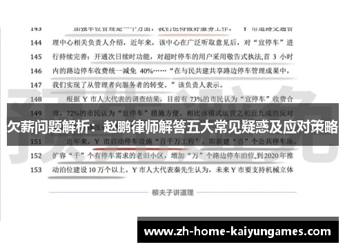 欠薪问题解析：赵鹏律师解答五大常见疑惑及应对策略