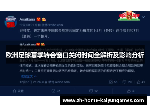 欧洲足球夏季转会窗口关闭时间全解析及影响分析